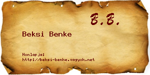 Beksi Benke névjegykártya